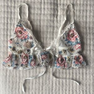 Victoria's Secret - Floral Lace Sheer Tie-front Bralette, 34B